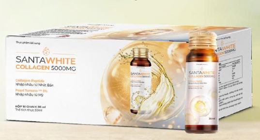 SANTAWHITE COLLAGEN 5000MG giúp làm sáng và trắng đều màu da